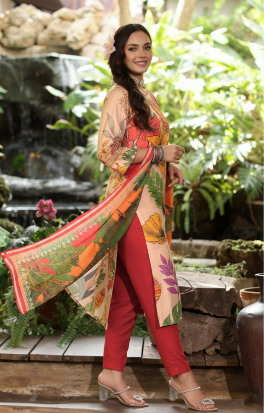 Preesa Premium Lawn – 3PC Printed unstitched Vol-1 D-4