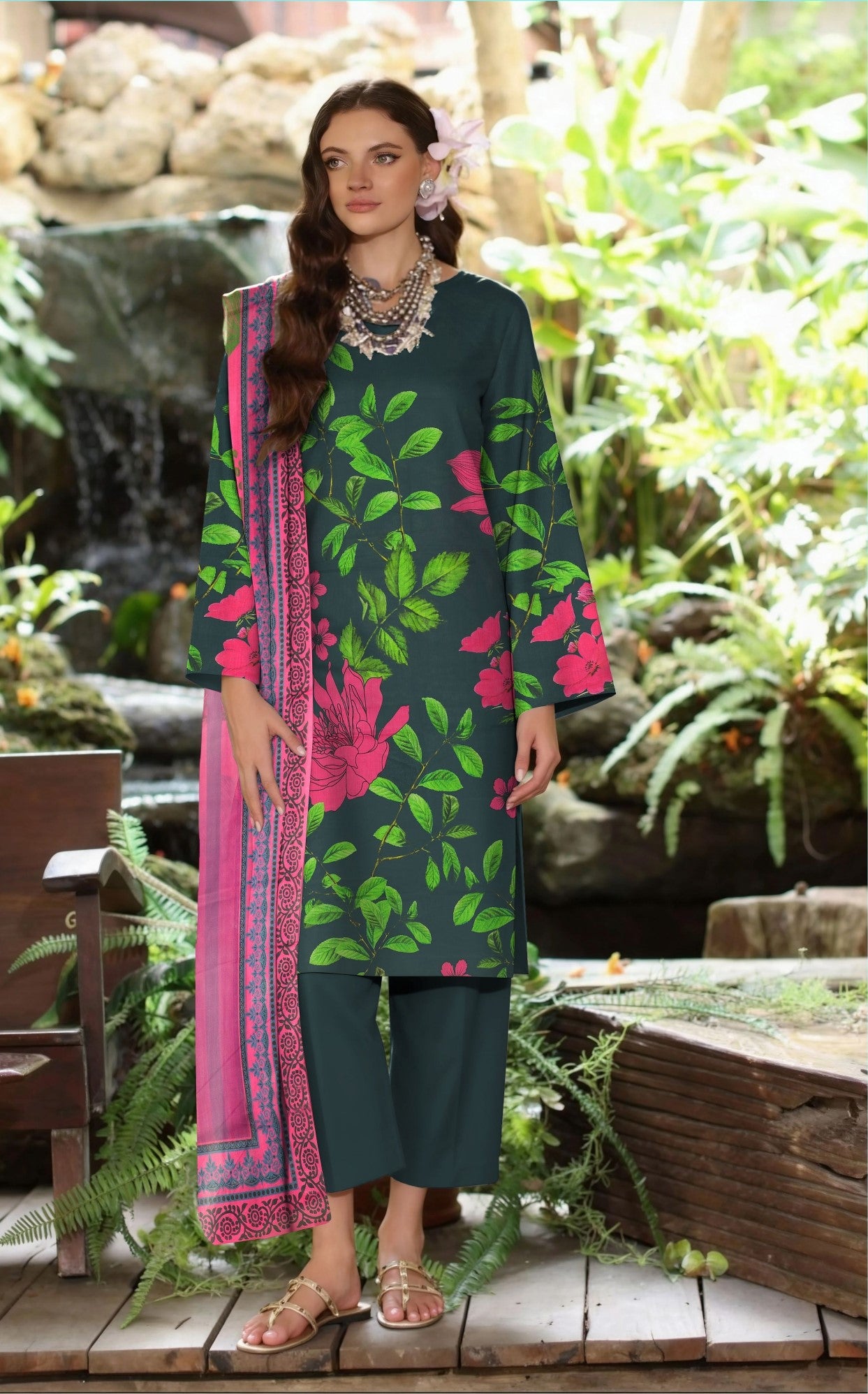 Preesa Premium Lawn – 3PC Printed unstitched Vol-1 D-1