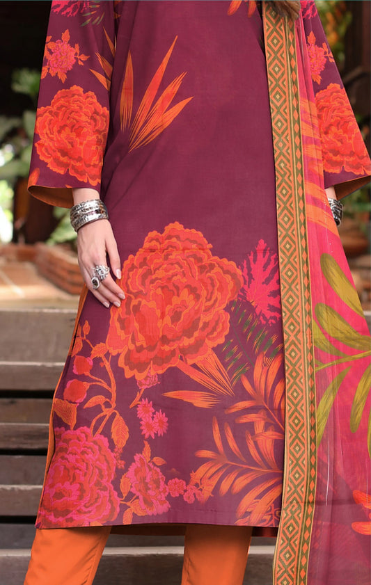 Preesa Premium Lawn – 3PC Printed unstitched Vol-1 D-4